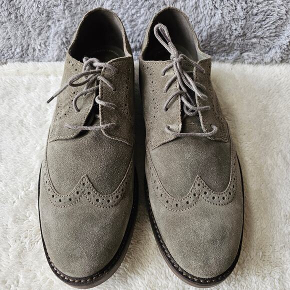 NEW Clarks Men's Paulson Leather Suede Wingtip Oxfords Size 12M Gray Lace Up - Picture 2 of 8